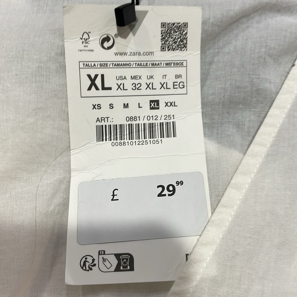 Zara white gauze long sleeve top size XL new with tag - Picture 14 of 16
